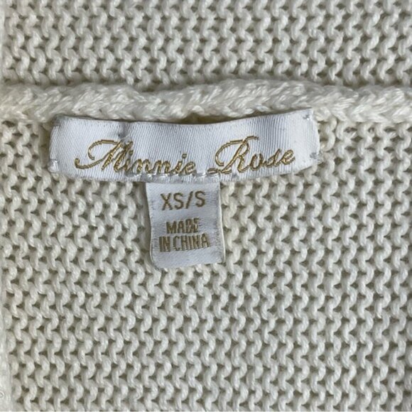 Minnie Rose cotton cashmere blend open front long sleeve cardigan ivory XS/S - Picture 5 of 13
